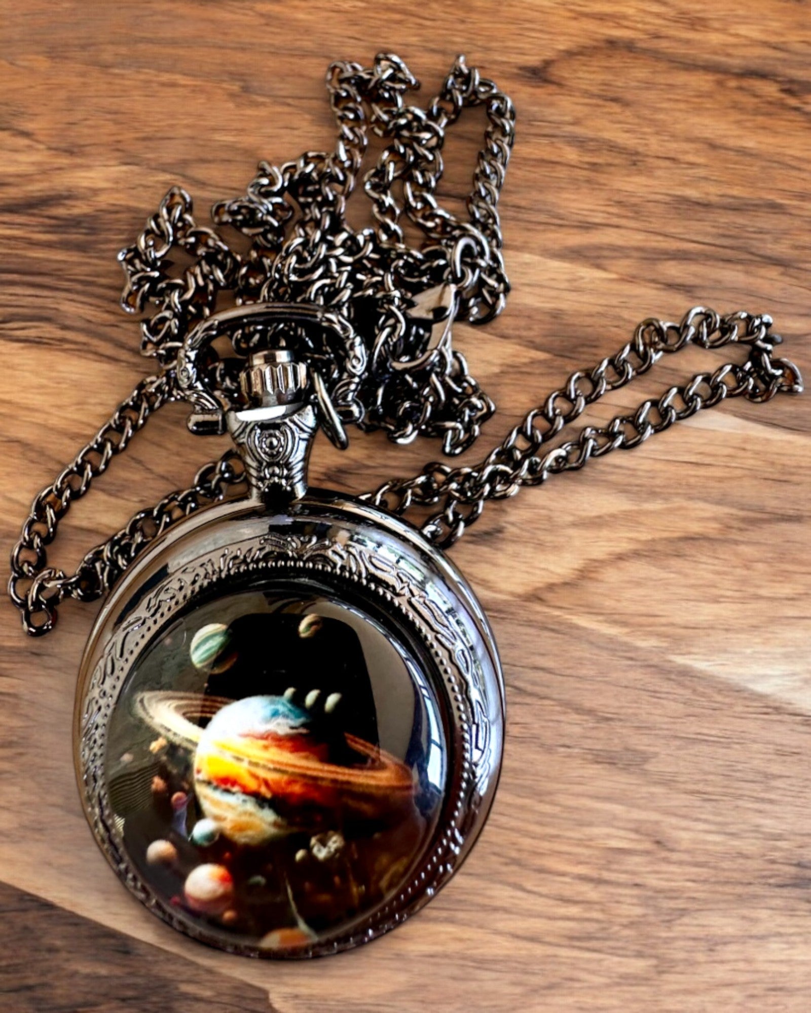 Relógio de Bolso Espacial "Segredo Galáctico", personalização com gravação para presente