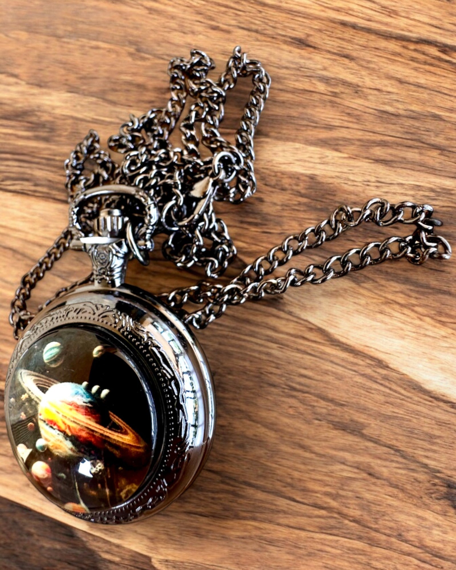 Relógio de Bolso Espacial "Segredo Galáctico", personalização com gravação para presente