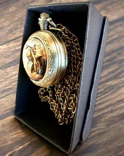 Relógio de Bolso Retro "Estilo Motociclista", possibilidade de personalização com gravação para presente