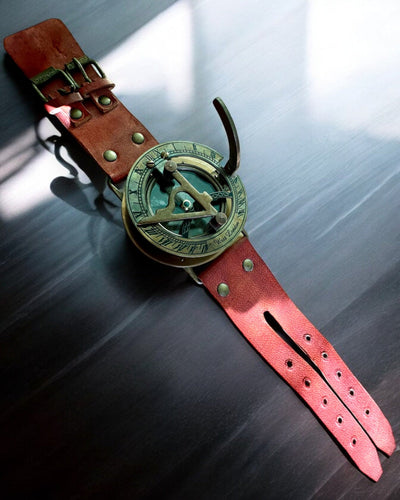 Relógio de Sol "Bússola Antiga", relógio de pulso com bússola, possibilidade de personalização com gravação