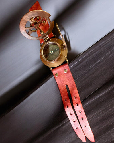 Relógio de Sol "Bússola Antiga", relógio de pulso com bússola, possibilidade de personalização com gravação