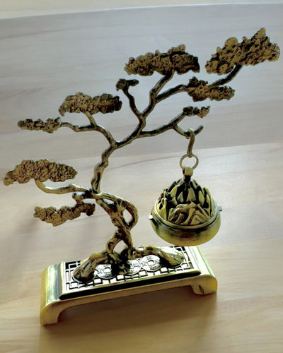 Suporte Elegante de Metal para Incenso Bonsai - possibilidade de personalização com gravação para presente