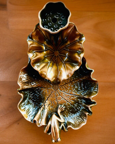 Suporte Elegante de Metal para Incenso Folha de Lótus - 4 variantes à escolha, possibilidade de personalização com gravação para presente