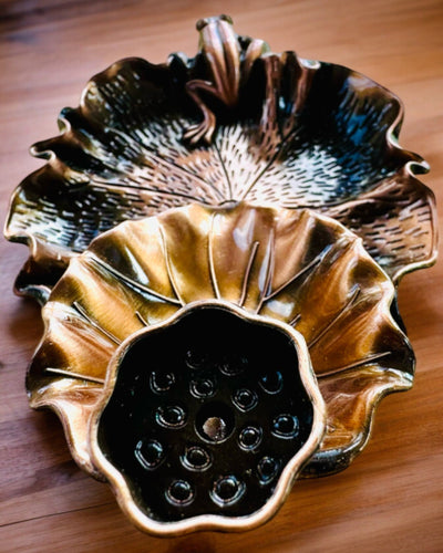 Suporte Elegante de Metal para Incenso Folha de Lótus - 4 variantes à escolha, possibilidade de personalização com gravação para presente