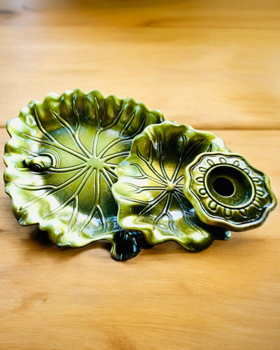 Suporte Elegante de Metal para Incenso Folha de Lótus - 4 variantes à escolha, possibilidade de personalização com gravação para presente