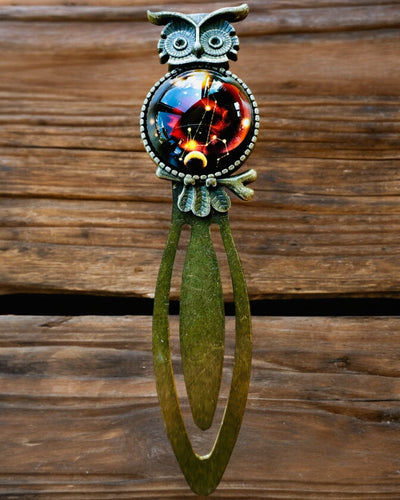 Marcador de livro "Coruja com Constelações" - 12 variantes à escolha, personalização com gravação