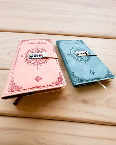 Caderno Secreto A5 Vintage com Fecho de Código - Escolha o Seu Estilo, personalização com gravação para presente