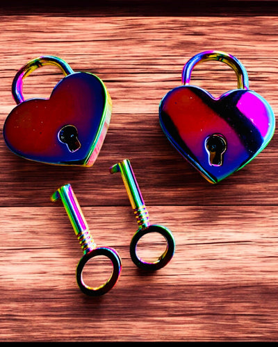 Mini Cadeados de Coração DeLuxe para Namorados, Conjunto de 2 cadeados com chaves, 6 variantes à escolha, possibilidade de personalização com gravação para presente