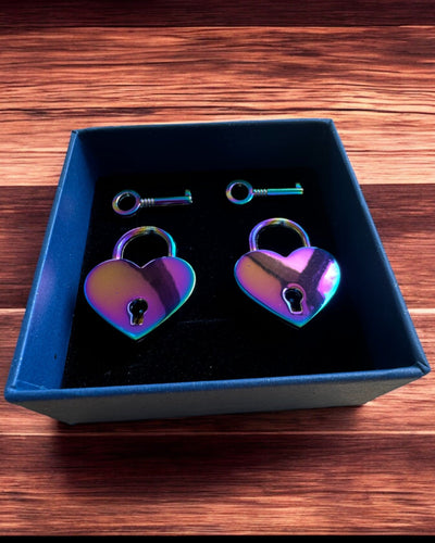 Mini Cadeados de Coração DeLuxe para Namorados, Conjunto de 2 cadeados com chaves, 6 variantes à escolha, possibilidade de personalização com gravação para presente