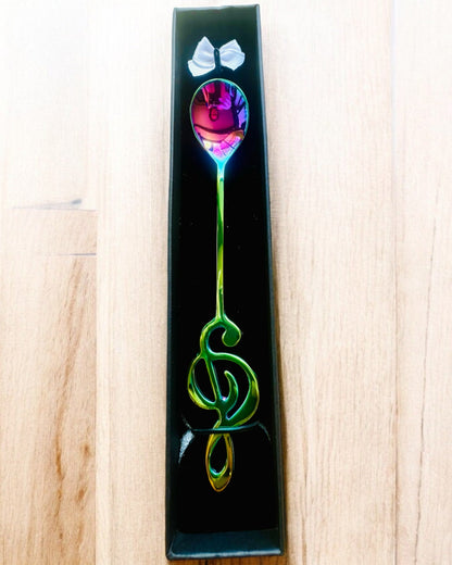 Colher Elegante com Chave de Sol – Personalizada para presente, 2 variantes de cor à escolha