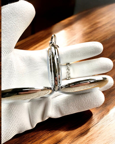 Relógio de Bolso Mecânico Clássico com Tampa Dupla, Manual, Cor Prata