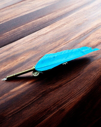 Caneta Caligráfica "Elegância Steampunk" com Pena de Peru - Feita à Mão 5 variantes à escolha, personalização com gravação para presente