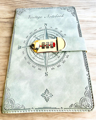 Caderno Secreto A5 Vintage com Fecho de Código - Escolha o Seu Estilo, personalização com gravação para presente