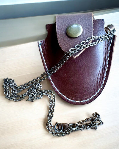 Vintage Look - Lente de Aumento de Vidro com Estojo de Couro, possibilidade de personalização com gravação