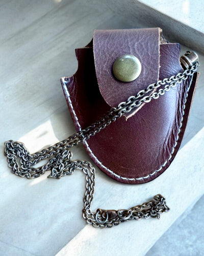 Vintage Look - Lente de Aumento de Vidro com Estojo de Couro, possibilidade de personalização com gravação