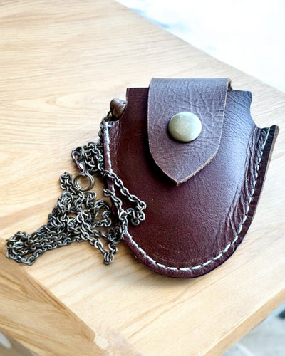 Vintage Look - Lente de Aumento de Vidro com Estojo de Couro, possibilidade de personalização com gravação