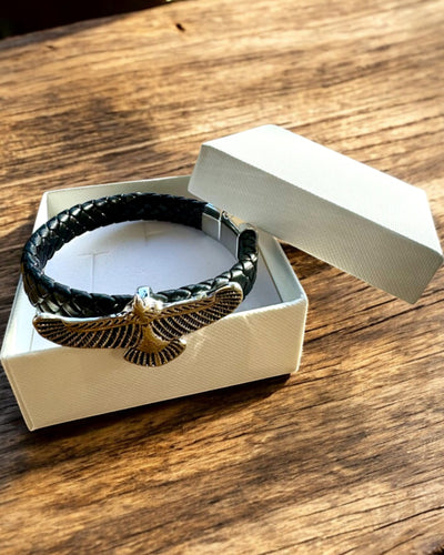 Pulseira Masculina "SkyRider" – Estilo em Couro com Caráter - possibilidade de personalização com gravação