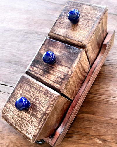 Conjunto Royal Trio – Chá, Café, Açúcar de madeira Shisham, feito à mão, com opção de gravação para presente