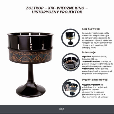 Zoetrop H68 – Projetor de cinema do século XIX com possibilidade de personalização por gravação, ideal para presente – altura 19 cm, design clássico para decoração de interiores