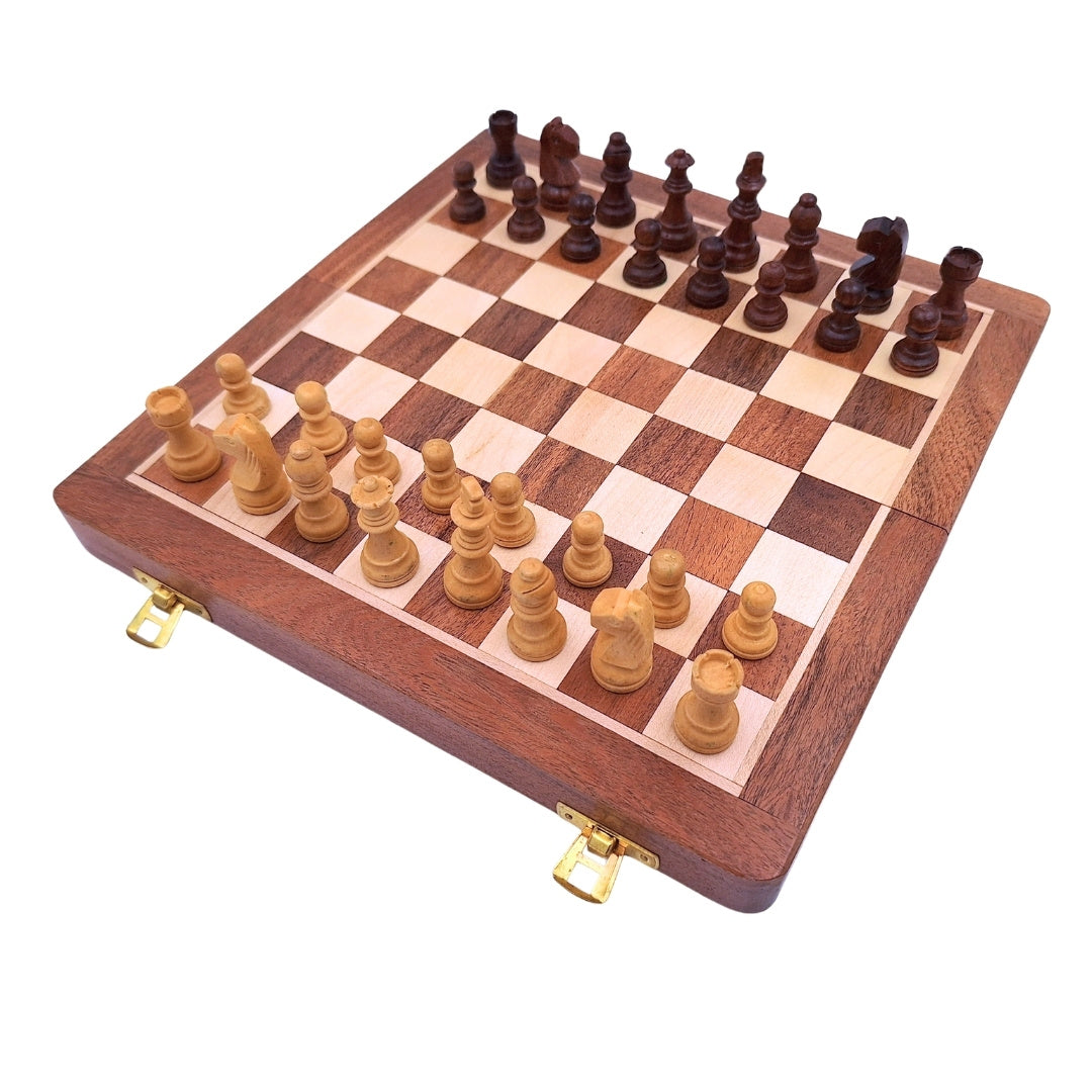 Xadrez magnético de madeira 30x30 cm dobrável G614 com gravação