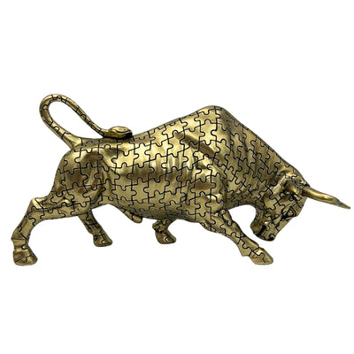 Estatueta decorativa de Touro dourado com possibilidade de gravação - Símbolo elegante de força e riqueza, 33,3 cm, poliéster