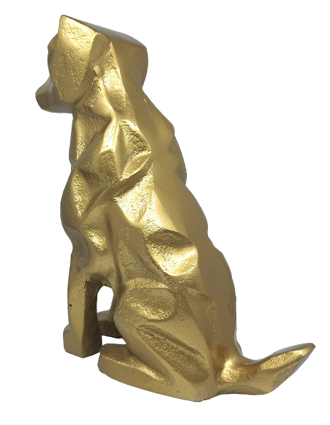 Estatueta decorativa dourada Cão DOG2 com possibilidade de personalização por gravação