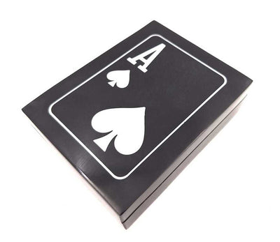 Conjunto Elegante de Cartas com Gravação Personalizada em Caixa Preta de Resina e MDF