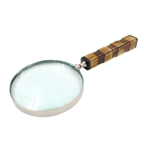 Lupa Elegante para Leitura com Cabo de Osso NC1099A com Possibilidade de Personalização por Gravação, Caixa Prateada de Latão, Ideal para Presente para Sénior, Avô ou Colecionador, Altura 24,5 cm