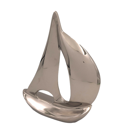 Modelo Elegante de Iate em Metal 36 cm com Possibilidade de Personalização por Gravação