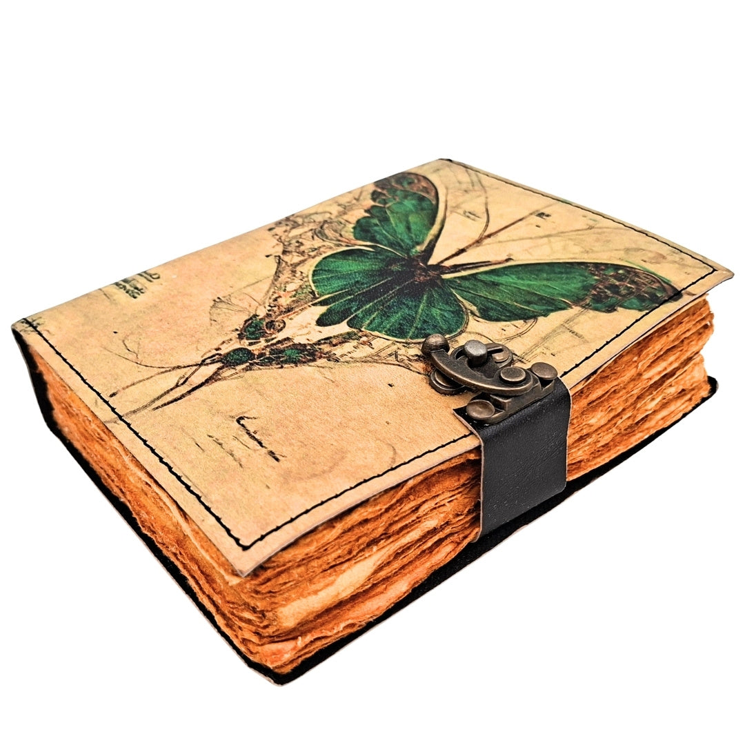 Caderno de Couro Retro Borboleta com Gravação