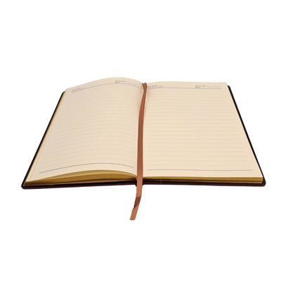Caderno Elegante A5 com Capa de Madeira e Gravação Personalizada – Diário de Luxo para Presente com Bordas Douradas e Papel de Alta Qualidade em Cor Castanha
