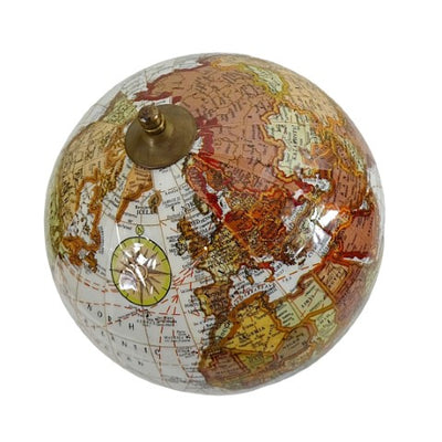Globo decorativo elegante em base de madeira com possibilidade de personalização por gravação, 27 cm, castanho escuro, ideal para presente