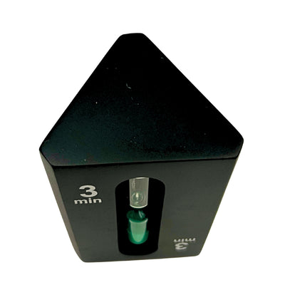 Ampulheta Triangular 1-3-5 minutos Preta com Possibilidade de Gravação