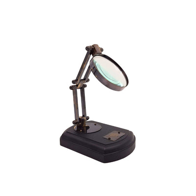 Lupa com base de madeira e moldura de latão, possibilidade de personalização por gravação, presente ideal para modelistas e amantes do estilo retro, diâmetro 7,5 cm, ampliação 3,5x