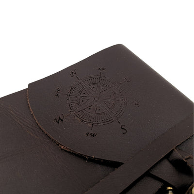 Caderno de pele retro Rosa dos Ventos 200 páginas com possibilidade de personalização por gravação