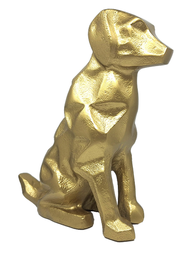 Estatueta decorativa dourada Cão DOG2 com possibilidade de personalização por gravação