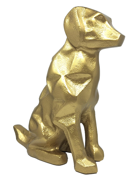 Estatueta decorativa dourada Cão DOG2 com possibilidade de personalização por gravação