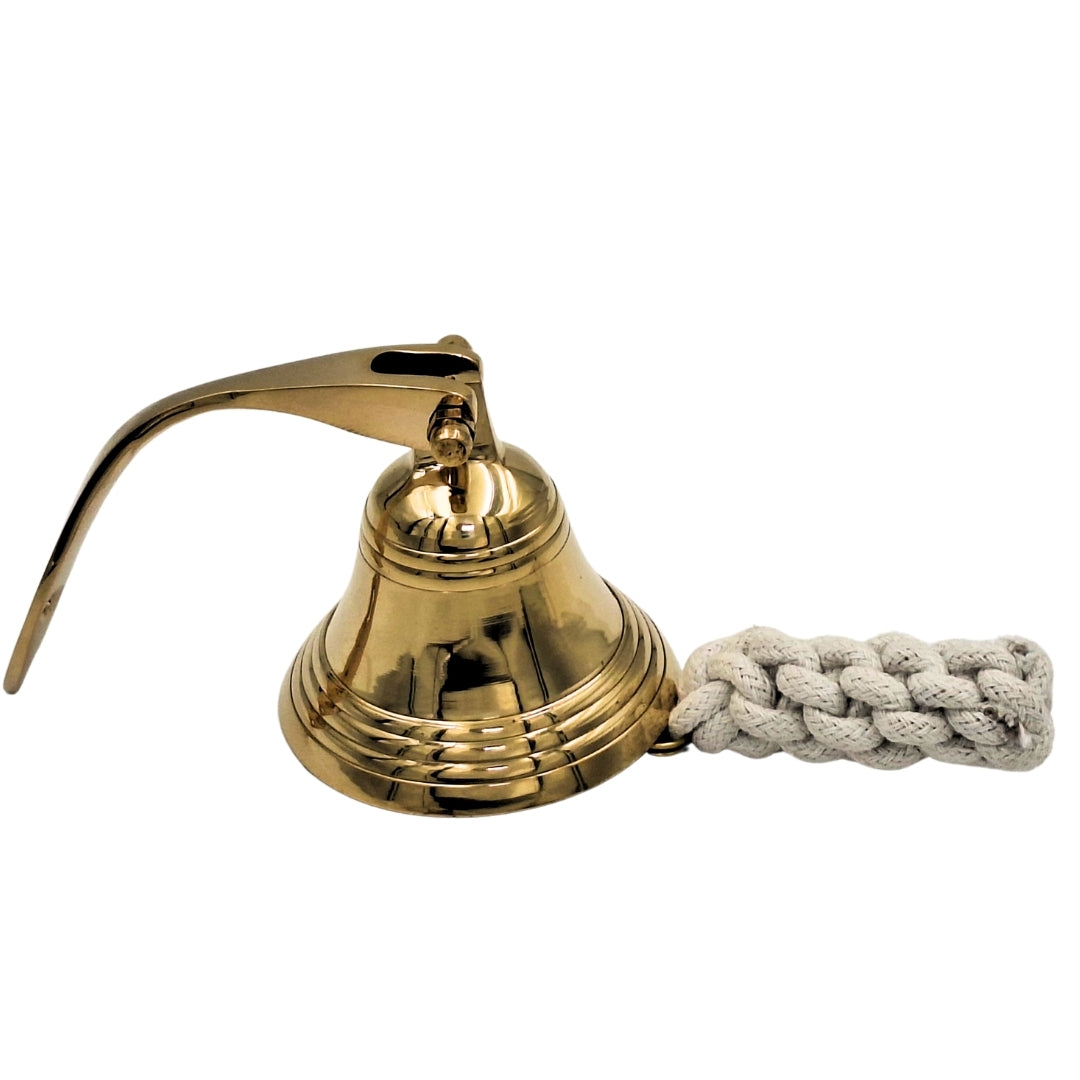 Sino de navio em latão 7,5 cm com possibilidade de gravação - Presente ideal em estilo marinheiro - Cor dourada, decoração retro para casa ou cozinha