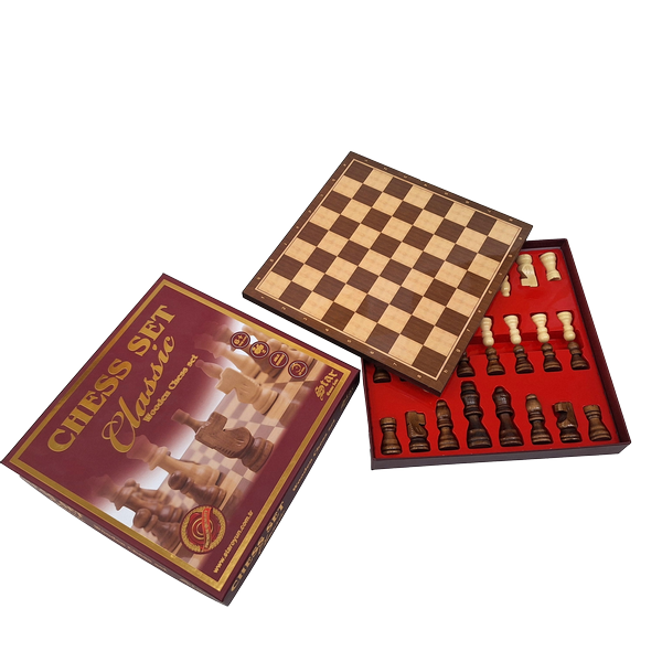 Xadrez clássico de madeira 27 x 27 cm com gravação personalizada