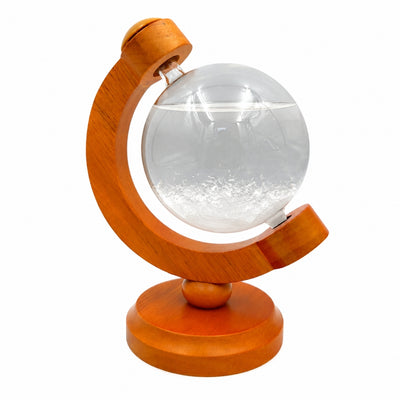 Barómetro de Tempestade Fitzroya Globo com Possibilidade de Gravação - Decoração Elegante para Secretária em Vidro e Madeira, Altura 18,5 cm