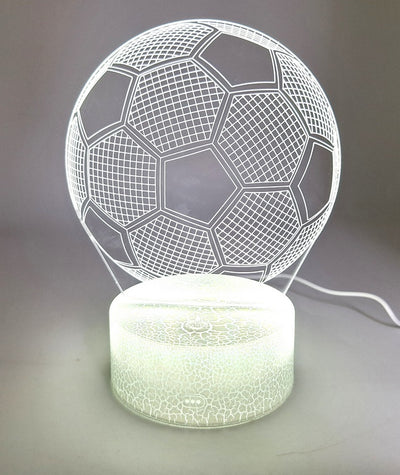 Candeeiro de noite Bola com possibilidade de personalização por gravação - Presente ideal para amantes de futebol - 17 cm de altura - 3 cores à escolha - Alimentação por USB ou 3 pilhas AAA