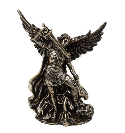 Estátua de São Miguel a combater o dragão em poliresina 13,5 cm com possibilidade de personalização por gravação