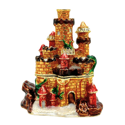 Caixa para Joias Decorada com Cristais em Forma de Castelo com Possibilidade de Gravação Personalizada