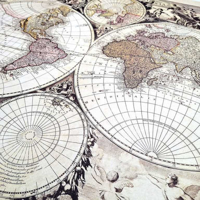 Mapa do Mundo de 1686 - Reimpressão de G. Valck com possibilidade de personalização por gravação - presente ideal para historiadores e viajantes - dimensões 56,5 x 47,5 cm