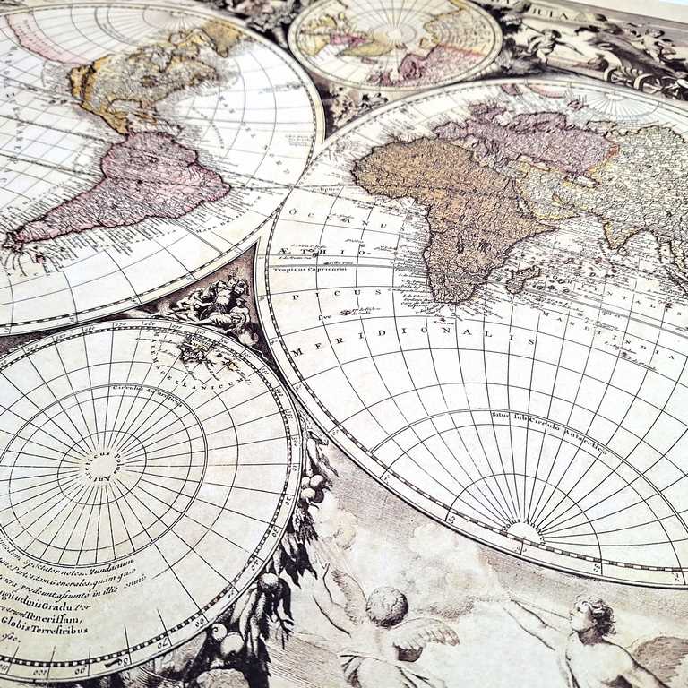 Mapa do Mundo de 1686 - Reimpressão de G. Valck com possibilidade de personalização por gravação - presente ideal para historiadores e viajantes - dimensões 56,5 x 47,5 cm