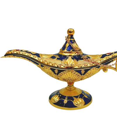 Lâmpada de Aladino LABB com ornamentos metálicos em cor dourada, azul-marinho escuro, 22 x 7 x 11 cm