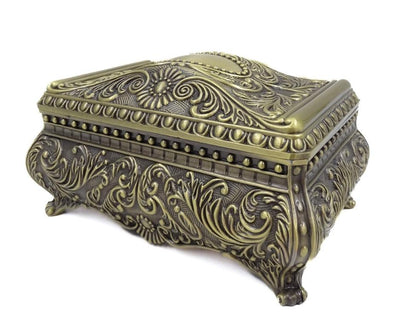 Caixa metálica decorativa elegante com gravação
