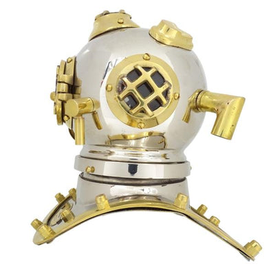 Capacete de Mergulhador em Latão US Navy Mark IV com Possibilidade de Personalização por Gravação - Presente Ideal para Qualquer Ocasião, Altura 20 cm, Réplica Marinha DIVER - DH93