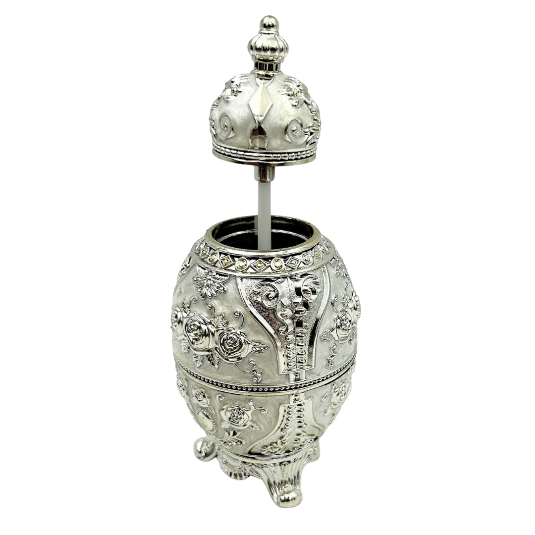 Ovo Fabergé Prateado Abrível com Possibilidade de Gravação