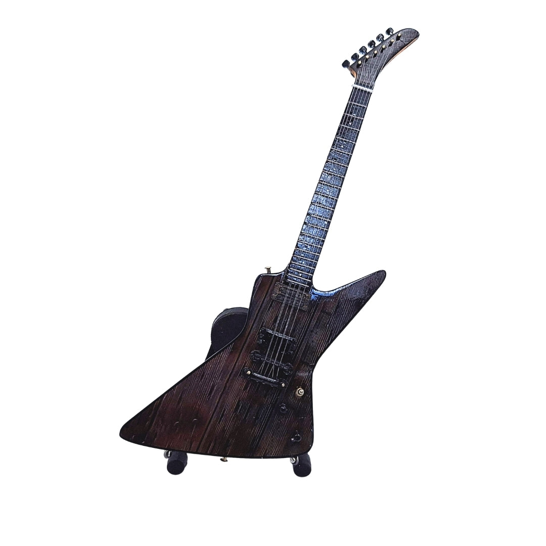 Mini Guitarra Metallica James Hetfield MGT-8860 com gravação - Decoração de Mogno 27,5 cm para Presente de Fãs de Rock e Colecionadores